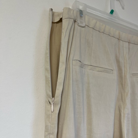 NWT Babaton Parity Linen Pants Beige Cream Wide Leg Size 10 - Picture 9 of 12